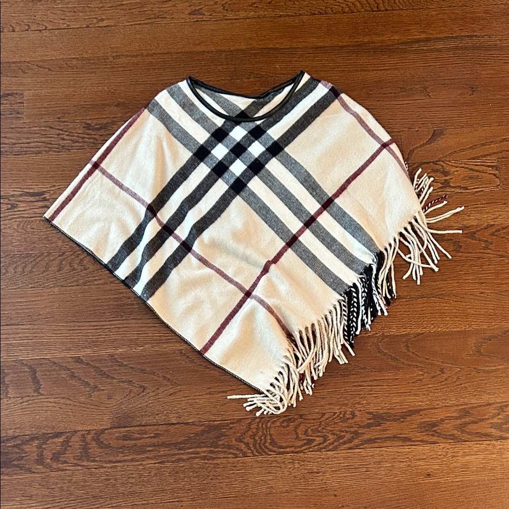 Plaid Fringe Poncho